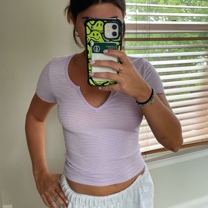 COPY - Urban Outfitters light purple stripped baby tee